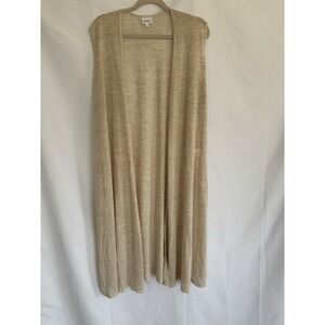 Lularoe No Sleeve Cardigan Duster Beige Oatmeal Netting Mesh Sz XL
